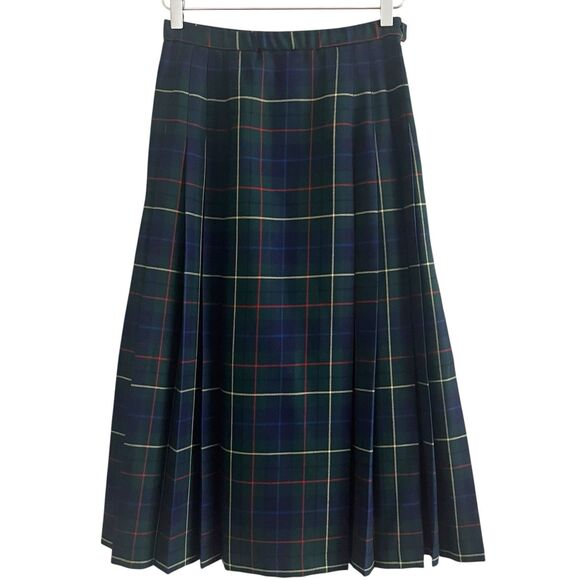 vintage Pendleton Wool Tartan Plaid Pleated Midi Skirt 8P Waist 26 Heritage - Picture 2 of 10